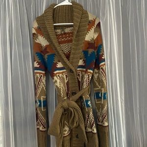 Stetson Aztec Tie Waist Sweater NWOT